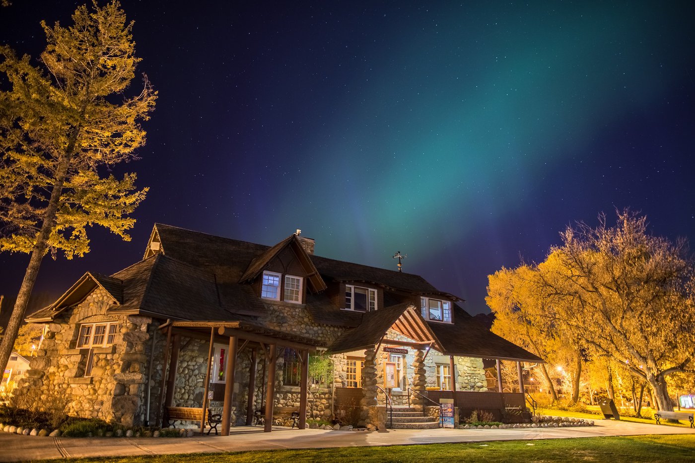 Northern Lights and building