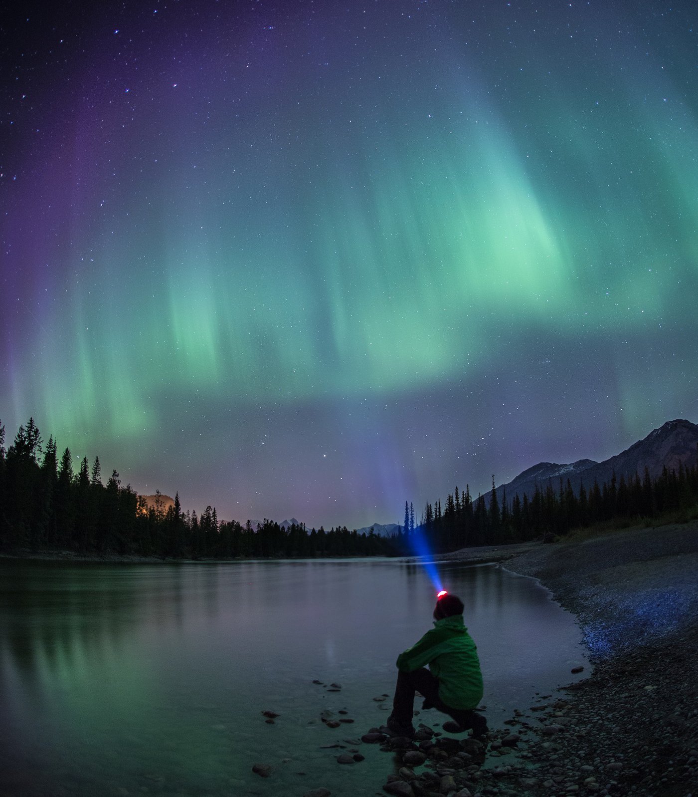 Northern Lights and Person